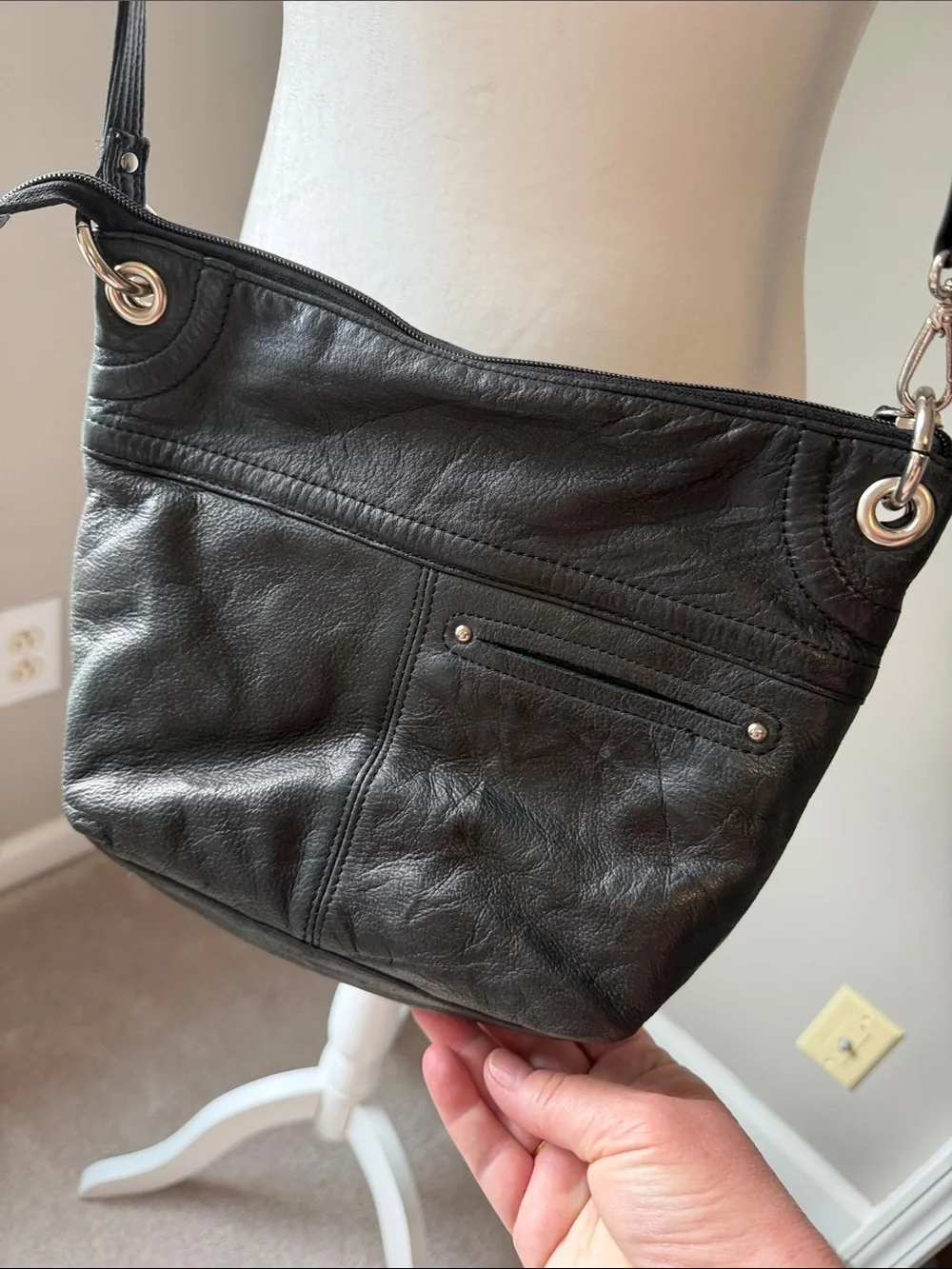 Classic Black Leather Crossbody Bag
